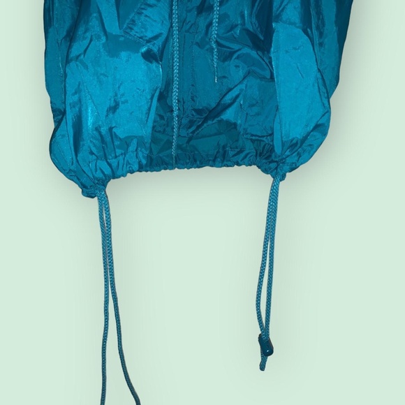 Vintage 90s Teal Plus Size Windbreaker, drawstring waist - Picture 5 of 5